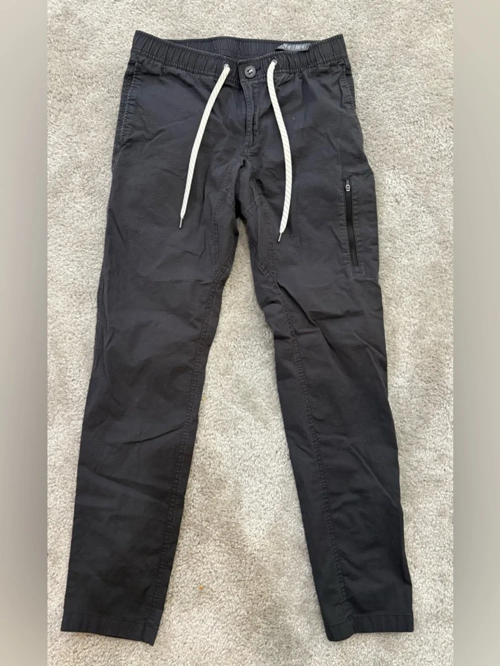 Vuori- Charcoal Drawstring Ripstop jogger with White Cord - Picture 1 of 5